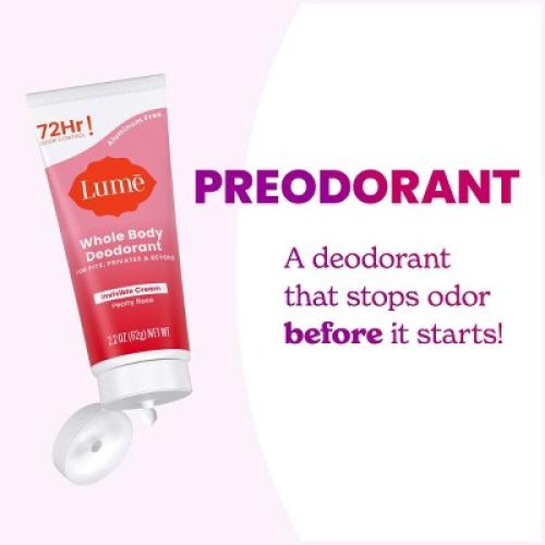 Lume Whole Body Women's Deodorant - Invisible Cream Tube - Aluminum Free - Peony Rose Scent - 2.2oz