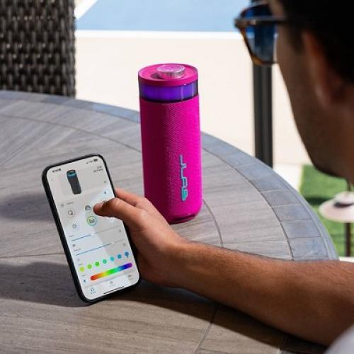Color Pink JLab Go Party Portable Speaker - Pink: Bluetooth, Waterproof, LED Light, USB-C Charging