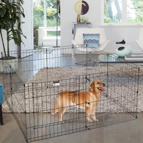 Puppy Playpen - Foldable Metal Exercise Enclosure with Eight 24-Inch Panels - Indoor/Outdoor Fence for Dogs, Cats, or Small Animals by PETMAKER