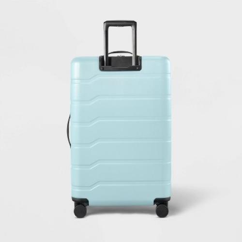 Hardside Large Checked Suitcase Muddy Aqua - Open Story™