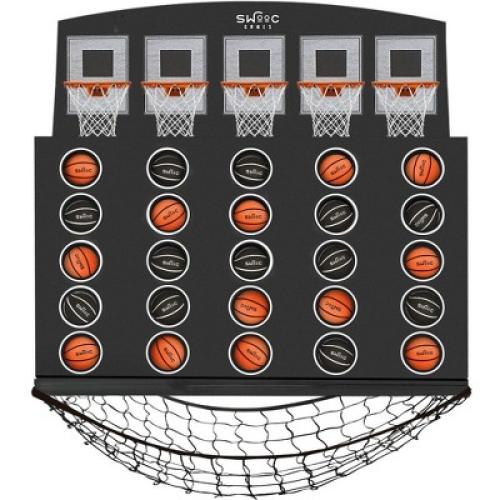 SWOOC Games - Low Post Lineup | Wall Mounted Giant Basketball 4 In A Row w/ 5  Games | Basketball Hoop For Room Wall Games | Mini Game Room Games