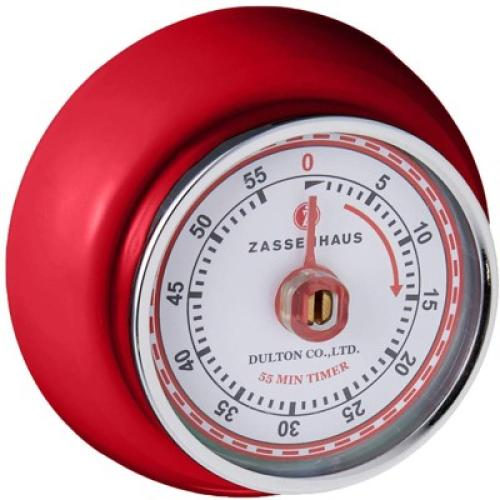 Zassenhaus Magnetic Retro 60 Minute Kitchen Timer, 2.75-Inch, Red