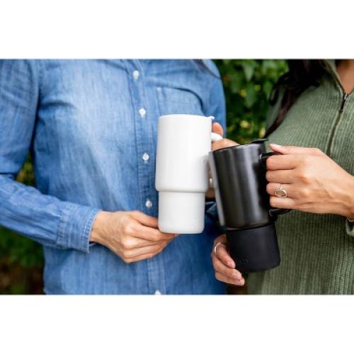 Ello Commute 18oz Ceramic Travel Mug Black: Microwave & Dishwasher Safe, Portable Drinkware for Hot/Cold Beverages