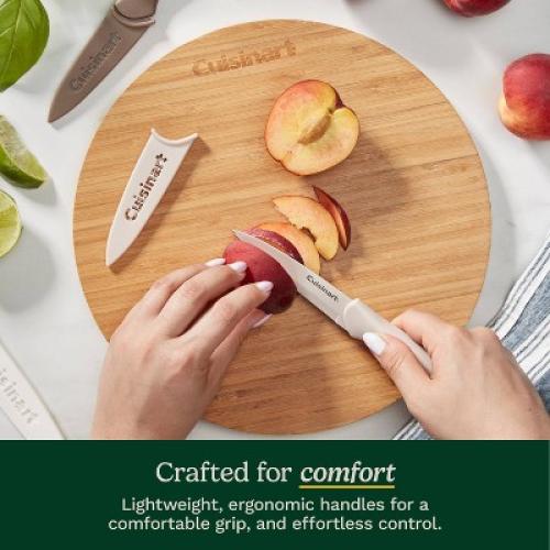 Cuisinart Advantage 6pc Nonstick Utility and Paring Knife Set with Blade Guards Cafe Au Lait