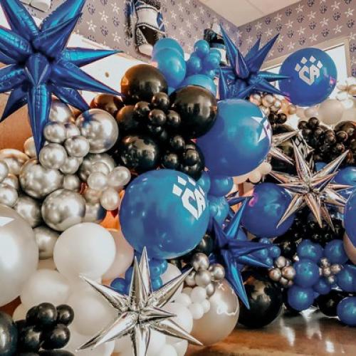 PartyWoo Balloon Arch Kit Navy Blue Starburst Spike 22 Inch 18 12 10 5 Inch 110 pcs