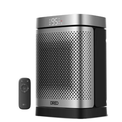 Dreo 1500W Atom Core Portable Oscillating Ceramic Space Heater for Home with Remote and Thermostat 1-12H Timer Silver
