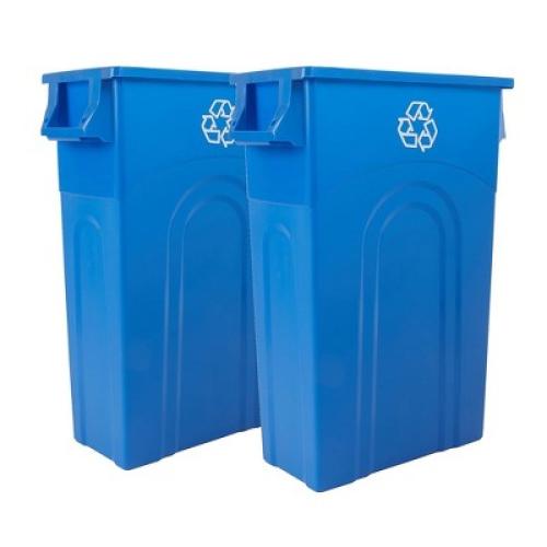 United Solutions 2 Pack 23 Gallon Kitchen Trash Cans, Tall Garbage Bins with Slim Profile and Integrated Handles, Highboy, Blue ‼️Only comes with ONE ‼️