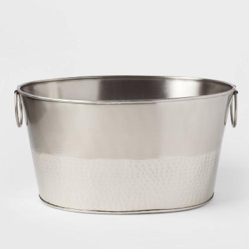 23.5L Stainless Steel Hammered Metal Oval Beverage Tub - Threshold™
