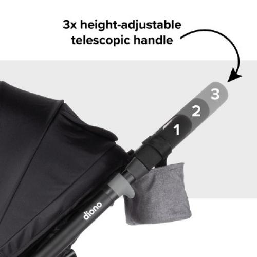 Diono Quantum 4 3-in-1 Travel System with LiteClik30 R SafePlus Infant Car Seat and Base, Black Jet