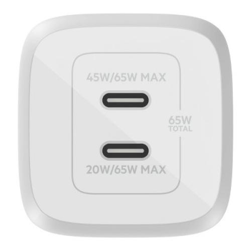 Belkin 65W Dual USB-C Bundle with 2M USB-C to USB-C Cable - White