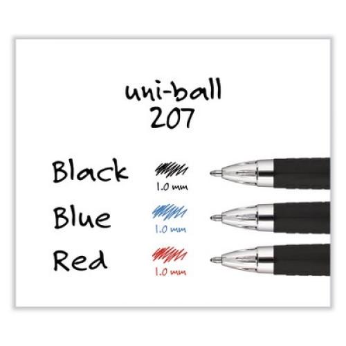 7pack uniball Signo  Gel Pen, Retractable, Bold 1 mm, Blue Ink, Smoke/Black/Blue Barrel, Dozen