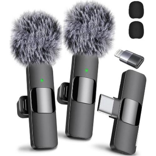 Mini Mic Pro Wireless Microphone for iPhone, Android, Lavalier Microphone for Video Recording