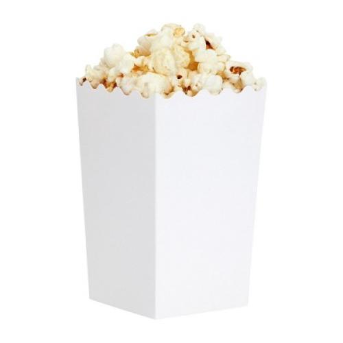 Blue Panda 100 Pack White Popcorn Boxes for Party, Bulk Paper Treat Containers for Movie Night Decorations, 3.3 x 5.5 x 3.5 in