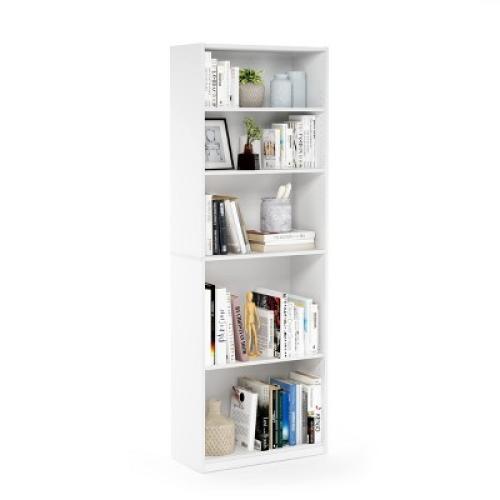 Furinno Simple Design Easy to Assemble 5-Shelf Bookcase Space Saver Organizer Open Bookshelf,White