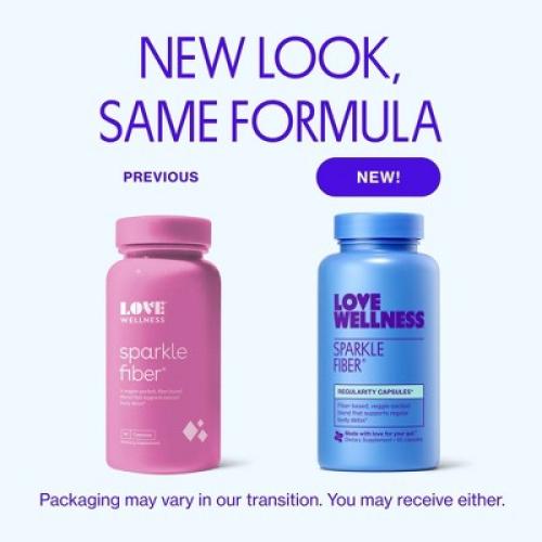 Love Wellness Sparkle Fiber Vegan Supplements for Easier Digestion & Regularity - 90ct