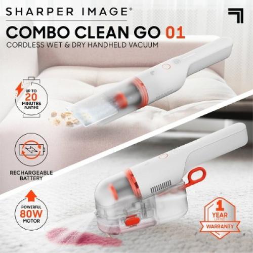 Sharper Image Combo Clean Go 01 Cordless Wet and Dry Handheld Vacuum White❗MAY HAVE MISSING PIECES/NEEDS CLEANING❗