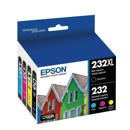 Epson 232XL Black 232 C/M/Y 4pk Ink Cartridges - Black Cyan Magenta Yellow (T232XL-BCS)