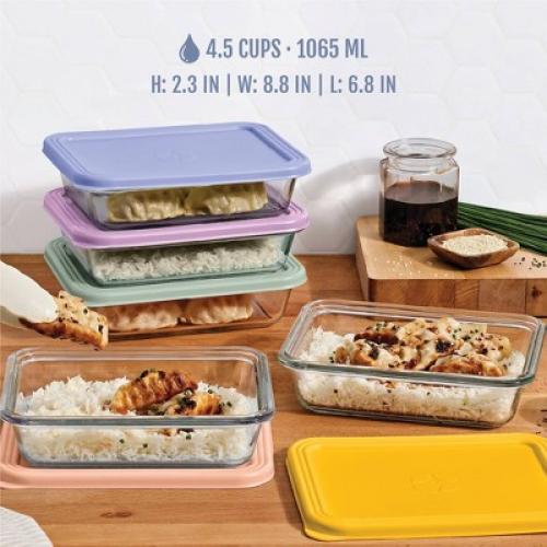 Ello Everyday Glass 4.5c 10pc Meal Prep Food Storage Container Set