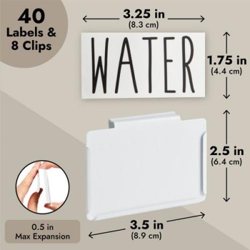 Talented Kitchen Talented Kitchen 8 Piece Metal Basket Labels Clip On Holders with 40 Labels, White Label Clips for Storage Bins
