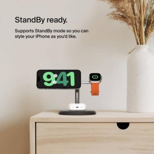 Belkin Qi2 3-in-1 Wireless Charging Stand - Black