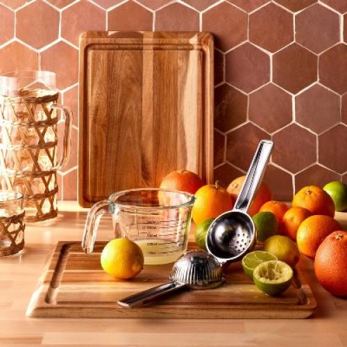 Reversible Acacia Wood Cutting Board Set Natural & oven mitt