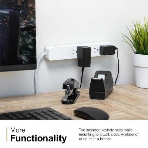 GE 6-Outlet Surge Protector 1560J 10' Braided Cord White