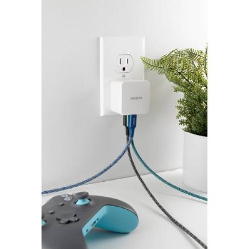 Philips 3-Port 32W USB and USB C Charger - White