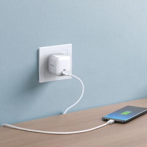 Anker PowerPort Atom PD 30W USB-C Wall Charger with USB-C to USB-C Cable - White