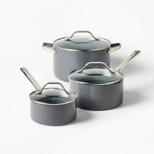 12pc Nonstick Ceramic Coated Aluminum Cookware Set Dark Gray - Figmint™