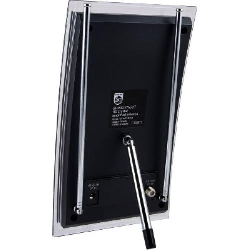 Philips Crystal HD Indoor Amplified TV Antenna with 6' Coaxial Cable – Black