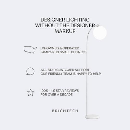 Brightech Mason Modern Marble Base Adjustable Arm Extendable (Includes LED Light Bulb) Floor Lamp Nickel