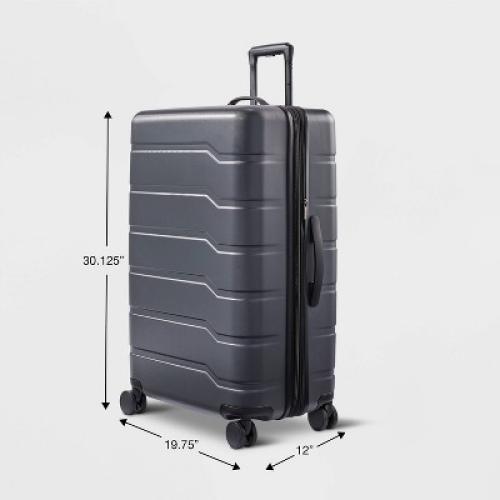 Hardside Large Checked Suitcase Gray - Open Story™