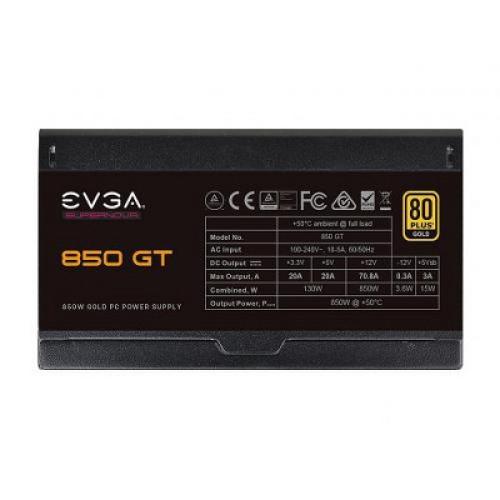 EVGA Supernova 850 GT 80 Plus Gold 850W Power Supply - 80 PLUS Gold certified - Compact 150mm Size - Fully Modular - Power ON Self Tester