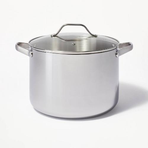 12qt Stainless Steel Stock Pot Silver - Figmint™ ‼️one stain and a little scratch ‼️