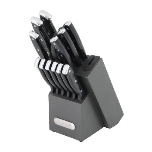 Farberware 14pc Triple Rivet Knife Block Set with Edgekeeper Sharpener Graphite: Stainless Steel Cutlery, Hand Wash‼️missing 2 ‼️