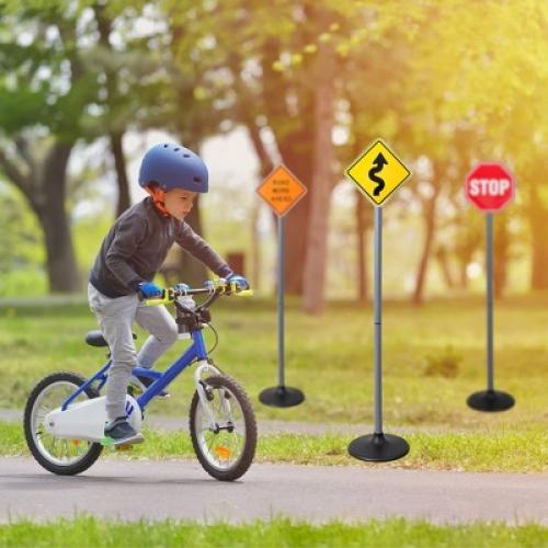 Attatoy 42 Large Traffic Signs Playset, 32pc Set; Street Sign and Traffic Light Set for Play with Ride-On Cars and Vehicles