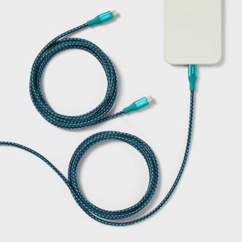 6' Lightning to USB-C Braided Cable 2pk - heyday™ Ocean Teal