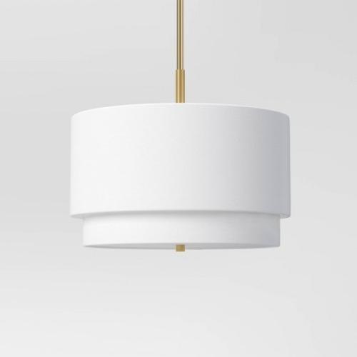 Knurled Metal Stacked Drum Pendant - Threshold : UL Listed, Adjustable Height, 3-Bulb Ceiling Fixture