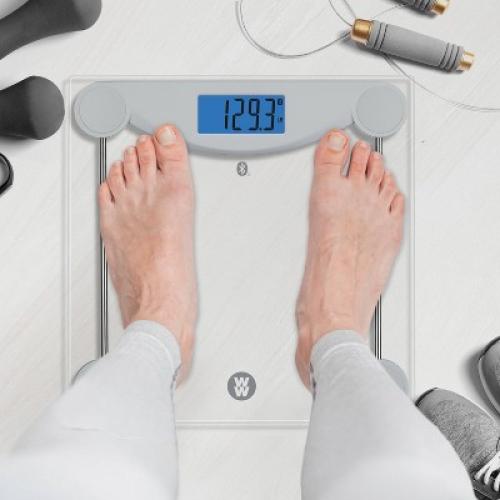 Bluetooth Body Weight Scale Clear - Weight Watchers: Digital Glass Bathroom Scale, LCD Display, 400 lb Capacity