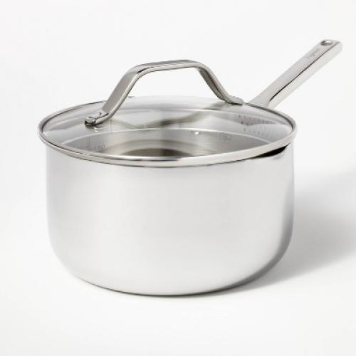 3qt Stainless Steel Sauce Pan with Lid Silver - Figmint™ Missing Lid