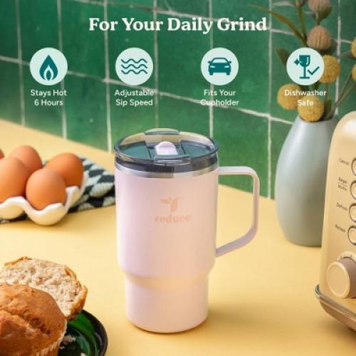 Reduce 18oz Hot1 Insulated Stainless Steel Travel Mug: Steam Release Lid, Dishwasher-Safe, Portable Drinkware