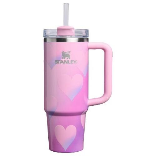 Stanley 30 oz Stainless Steel H2.0 Flowstate Quencher Tumbler Powder Pink Heart Gradient