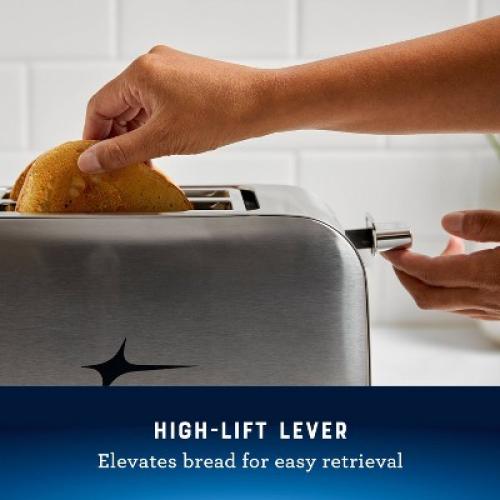 Oster 2-Slice Toaster Stainless Steel With Extra-Wide Slots: Reheat & Bagel Functions, 800W, Spot Clean