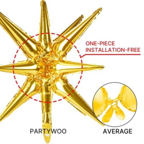 PartyWoo Balloons Metallic Gold 22 Inch Star 18 12 10 5 Inch 110 pcs