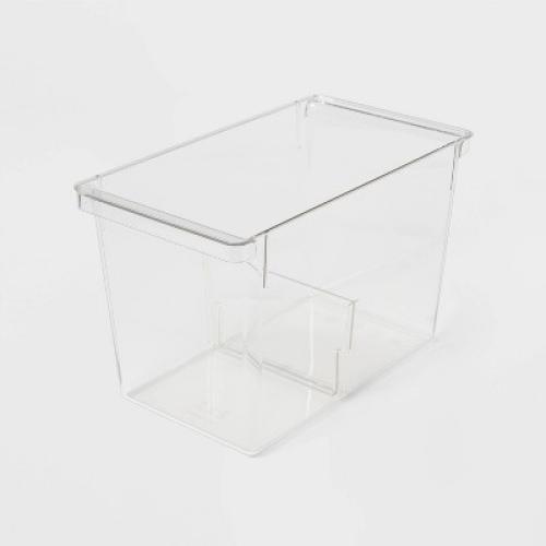 Deep Fridge & Freezer Bin Clear - Brightroom™: PETG, Freezer Organizer, Hand Wash, 8.25 H x 13 D x 7.4 W ‼️has mild stains and scratches ‼️