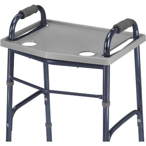 DMI Walker Tray with Cup Holders, Portable & Multipurpose, Fits Most Folding Walkers, Gray