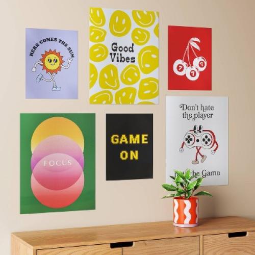 20 x 16 6pc Retro Humor Wall Art Set Poster Prints - Room Essentials