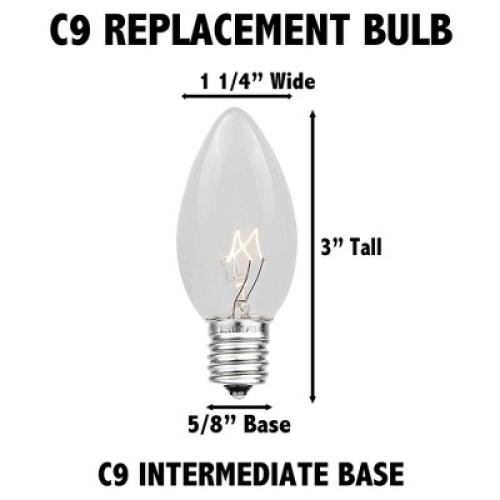 Novelty Lights Ceramic Multicolor C9 Incandescent Traditional Vintage Christmas Replacement Bulbs 25 Pack