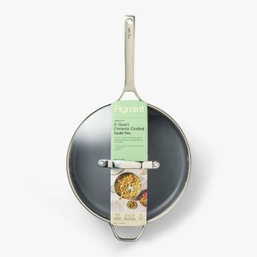 5qt Nonstick Ceramic Coated Aluminum Saute Pan Dark Gray - Figmint™