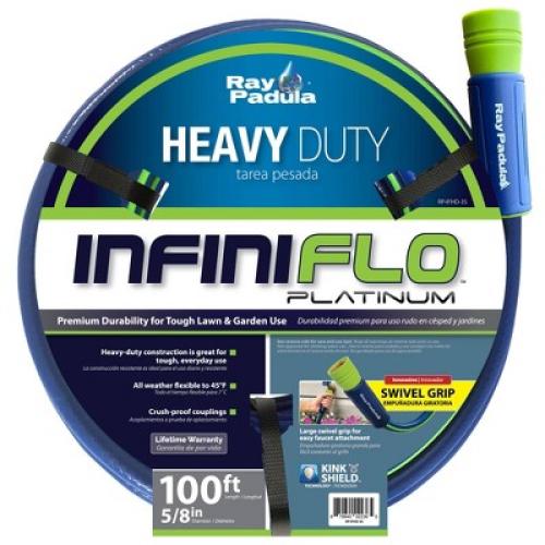 Ray Padula InfiniFlo 100ft Platinum Heavy Duty Garden Hose: PVC Leak-Resistant, 5/8 Diameter